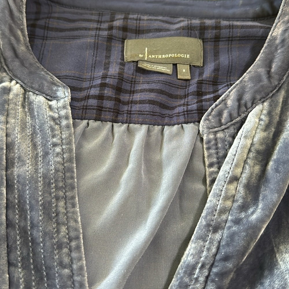 Anthropologie Slate Blue Melody Velvet Tunic Dress - Picture 5 of 14
